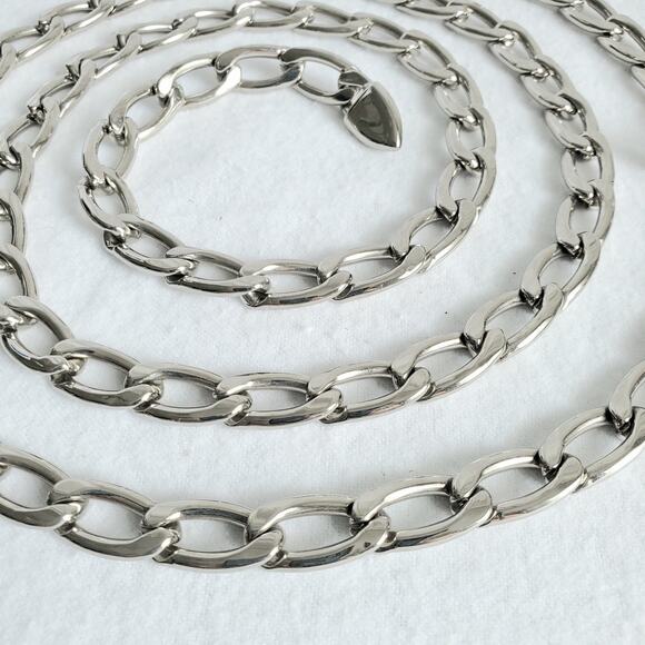 VTG 90s Calvin Klein Women Classic Silver Chain Belt OS Career Modern Cocktail - Picture 4 of 6